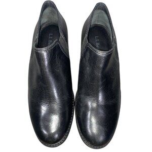 L.L. Bean Womens Black Leather ankle boots preppy neutral Slip-On Shoes Size 7.5